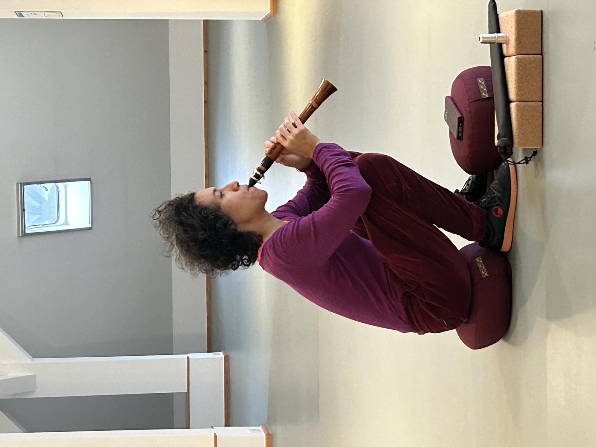 Musician playing a wind instrument